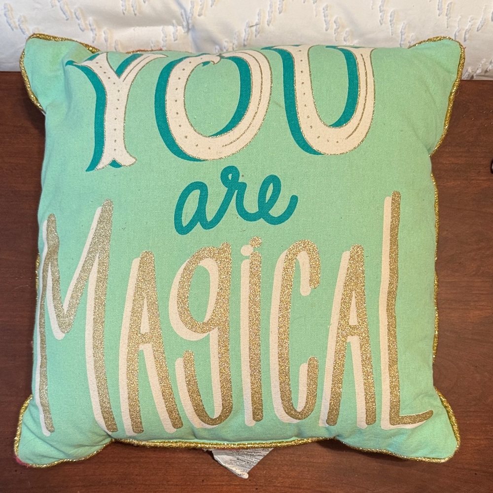 Teal and Gold Decorative Pillow